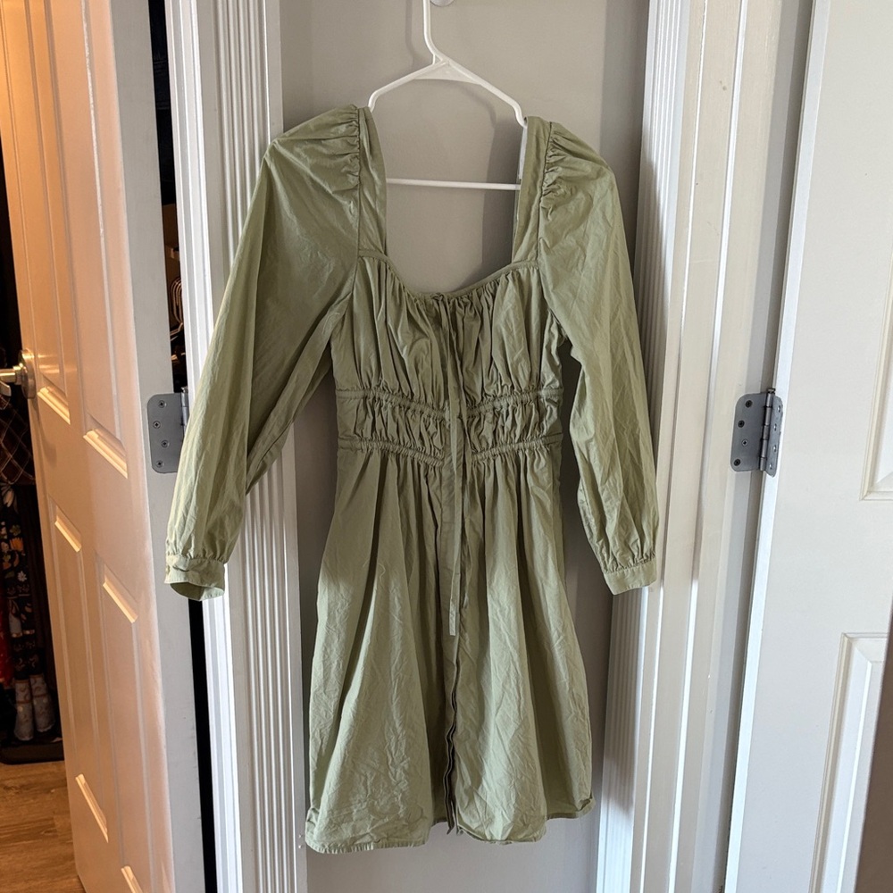 J. Crew Olive Green Gathered Dress